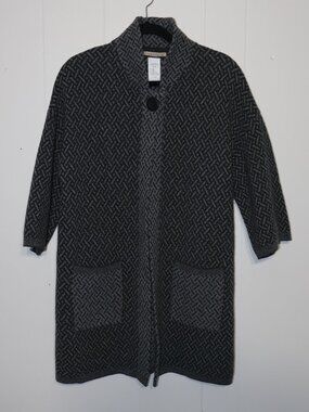 Chiaramente Wool Cardigan Sweater – Grey Pattern (Made in Italy) (Women’s M)